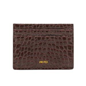 NEW JW PEI Brown The Card Holder Crocodile Pattern Vegan Leather Card Holder